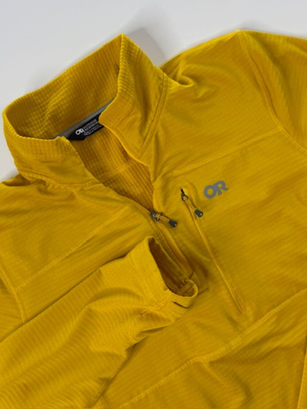 Outdoor Research Vigor Quarter Zip Pullover Yellow Men's L Grid Tech Top